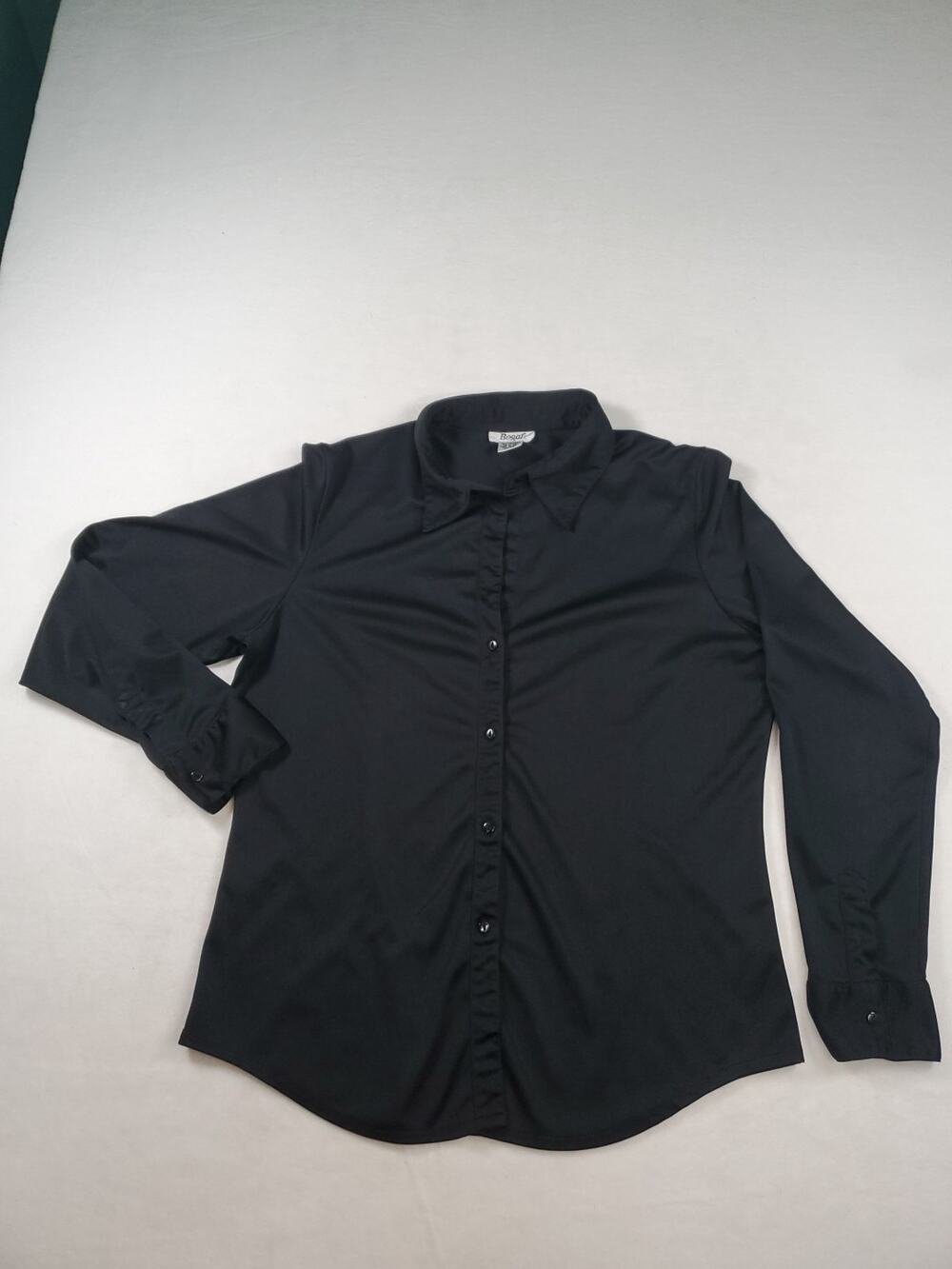 Bogart Women's Long Sleeve Button-up Lg Black Shirt Rayon Polyester
